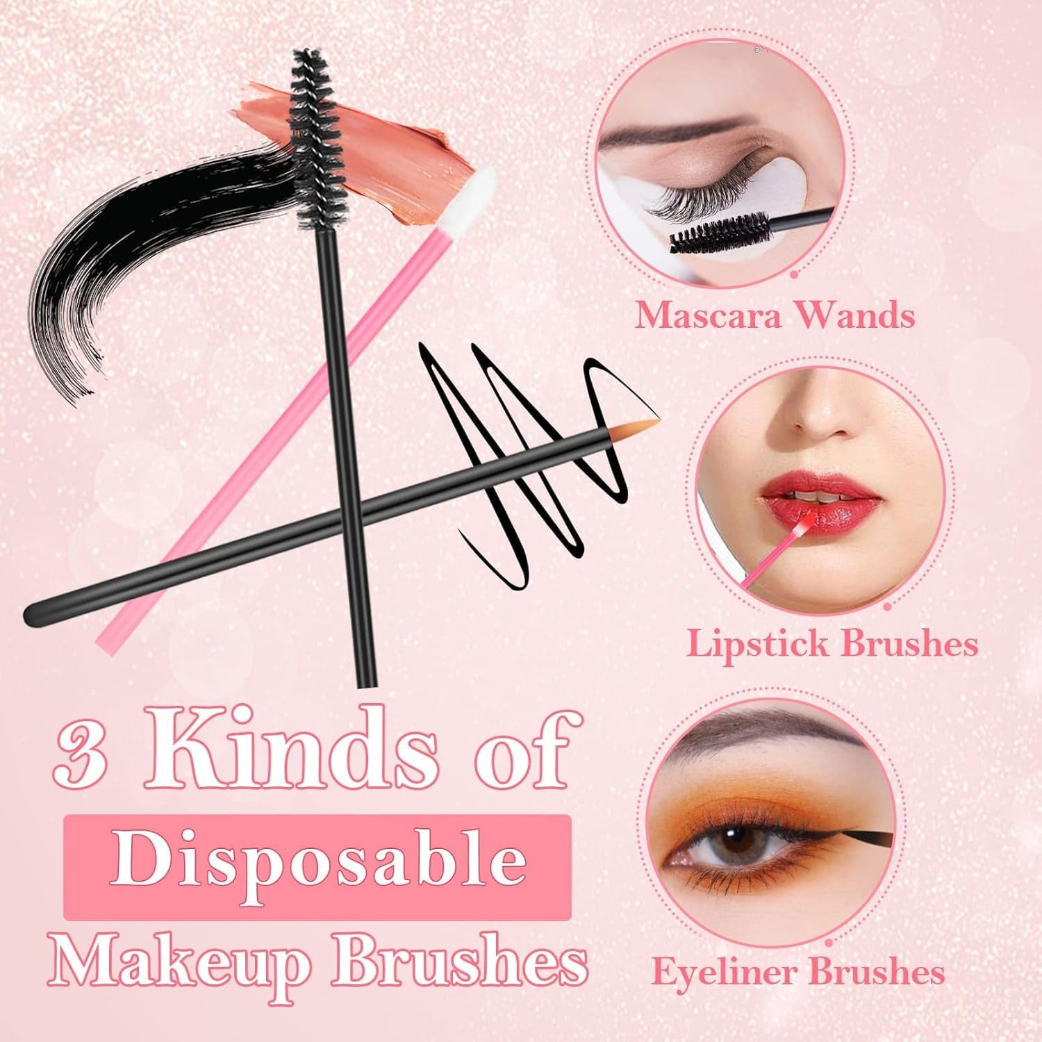 Einweg-Make-Up-Applikatoren-Set Mit Dreieck-Puff-Mischpalette, Künstlerbedarf Einweg-Mascara-Stäbe, Lippenpinsel, Haarspangen, Puderquasten Für Gesicht Mit Aufbewahrungsbox in Rosa